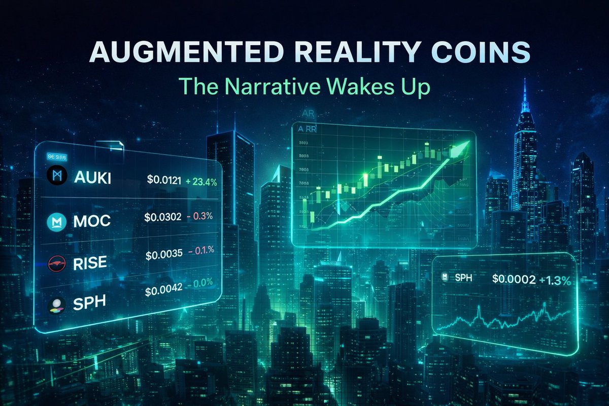 1/5

$AUKI $MOC $RISE $OVR $CUBE $SPH

Augmented Reality coins are waking up 👁️

$63M+ sector cap
+10% on the day
$AUKI leading with +23%

Narrative rotation? #Crypto #Altcoins