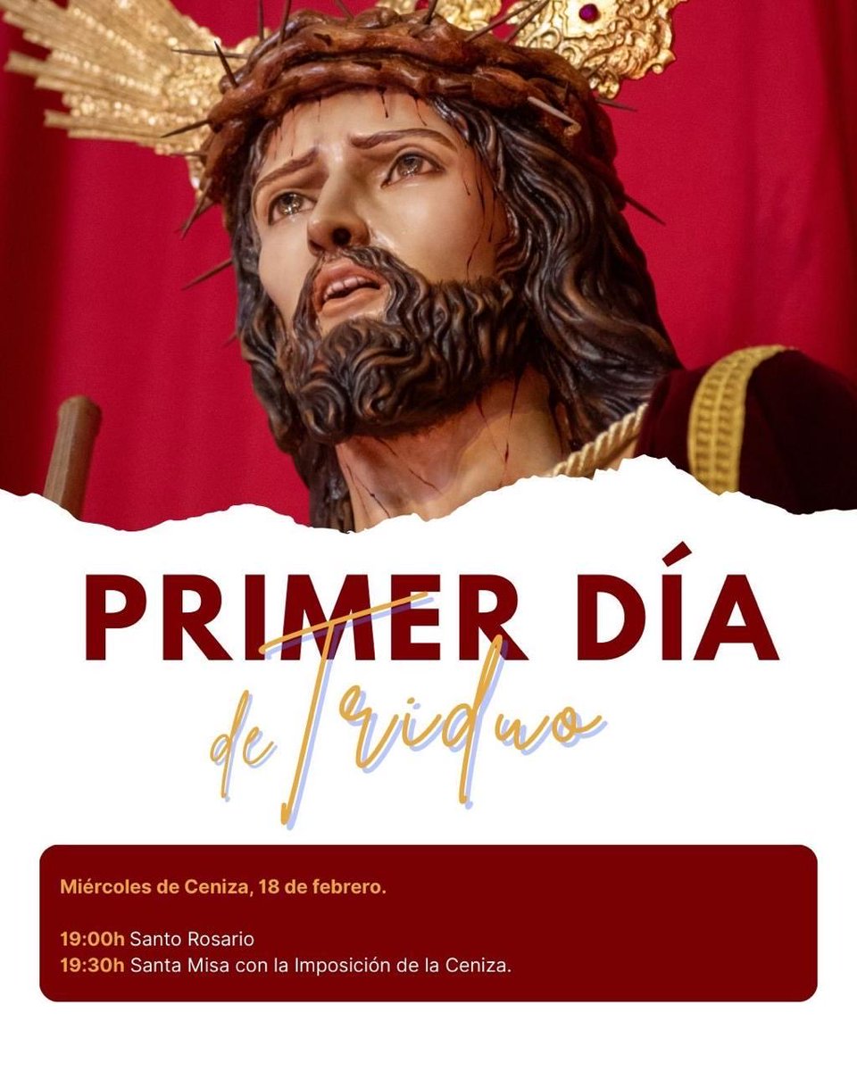 𝐃𝐈́𝐀 I 𝐓𝐑𝐈𝐃𝐔𝐎 || 

Hoy la Real Cofradía Castrense celebra el primer día del Solemne Triduo en honor a Nuestro Padre Jesús Humillado, inicio de unos días de oración y preparación en Cuaresma.

#Triduo #JesúsHumillado #Cuaresma #RealCofradíaCastrense