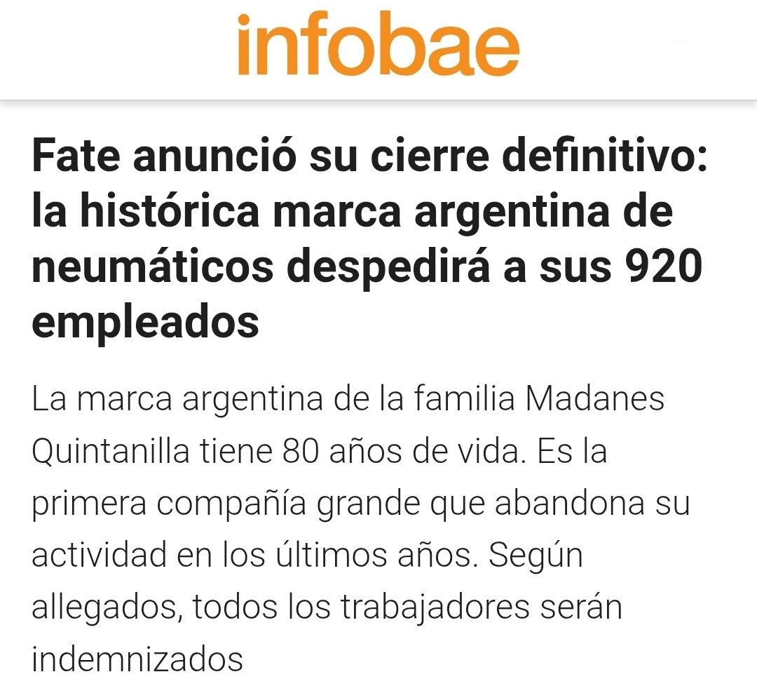 Ésta es la Argentina con la que Milei quiere terminar. La que permitía a un inmigrante polaco que vendía pilotines de hule en Once fundar una empresa líder por 80 años. 920 puestos de trabajo menos por la importación descontrolada, no por la "industria del juicio".  Cerró Fate.