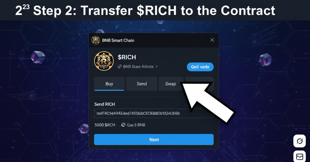 Richtoken3bsc's tweet photo. @binance @PancakeSwap @cz_binance @BinanceWallet @BinanceUS @BinanceResearch @BinanceAcademy @BinanceAfrica @BinanceFutures @Crypto0637 2️⃣ STEP 2: SEND YOUR TOKENSUse MetaMask or Trust Wallet to send your $RICH to the contract. It’s automatic! ⚡ https://t.co/eefLEc3D0O