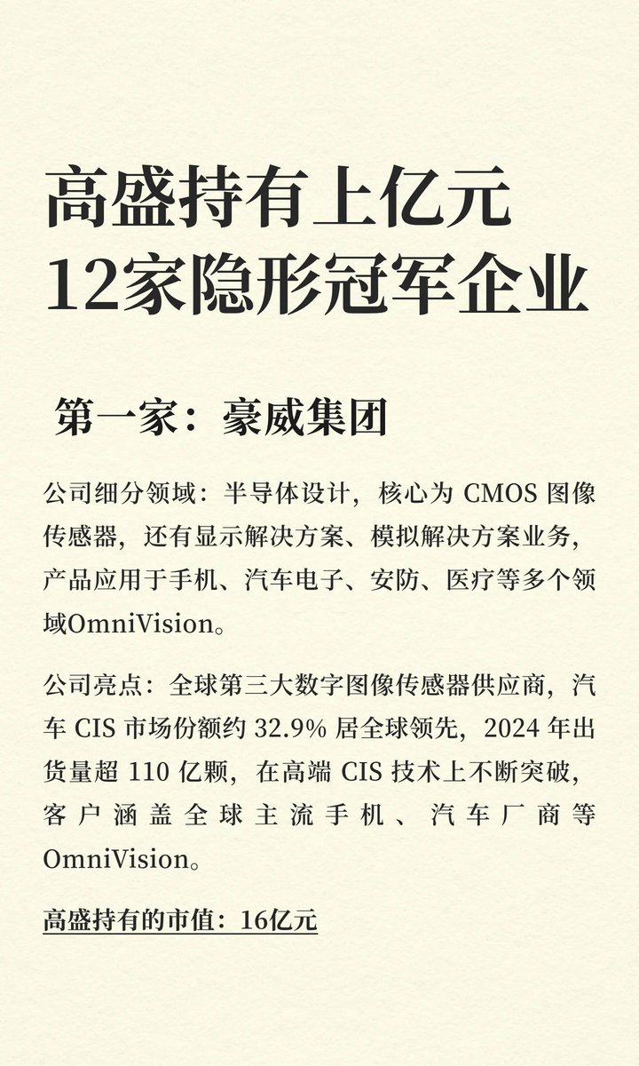 aiwangupiao's tweet photo. 高盛持有的12家隐形冠军企业名单，建议收藏研究！ https://t.co/XmA4hzi27Q