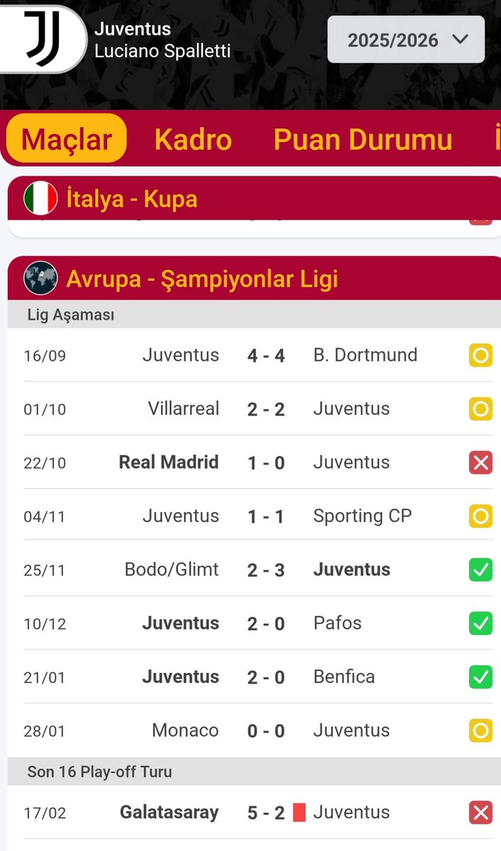 romerkukner's tweet photo. Juventus 2025 - 2026 ŞL maçları: https://t.co/P4WRA6Nq90