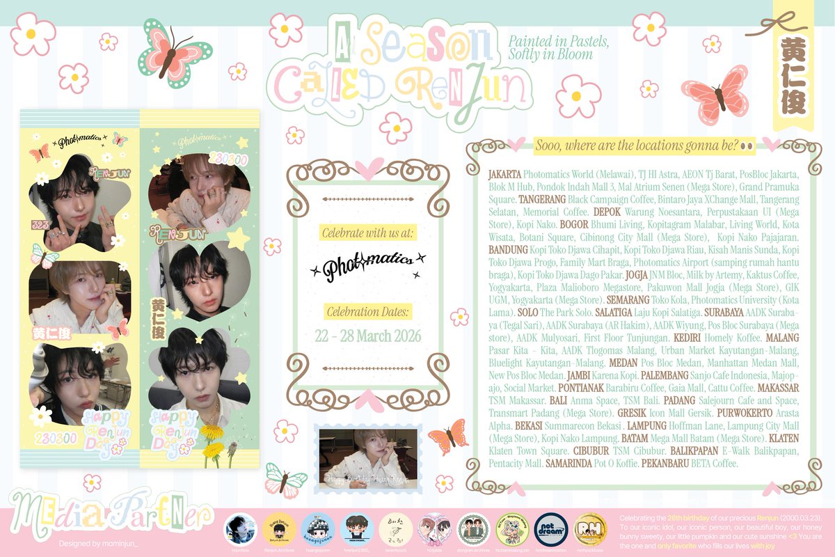ʚଓ°❀⋆ 𝒜 𝒮ℯ𝒶𝓈ℴ𝓃 𝒞𝒶𝓁𝓁ℯ𝒹 ℛℯ𝓃𝒿𝓊𝓃 ･°❀. ʚଓ
Painted in Pastels, Softly in Bloom

Photoframe Event by <a href="/mominjun_/">iyas ; commission open</a> <a href="/imdongrenist/">rizka aprilia24</a> <a href="/milalailarnjn/">🐻 x 🦊</a>

📍 PHOTOMATICS
📆 22 Mar – 28 Mar 2026

Let your moment be shared using #ASeasonCalledRenjun
૮₍ ˶ᵔ ᵕ ᵔ˶ ₎ა♡