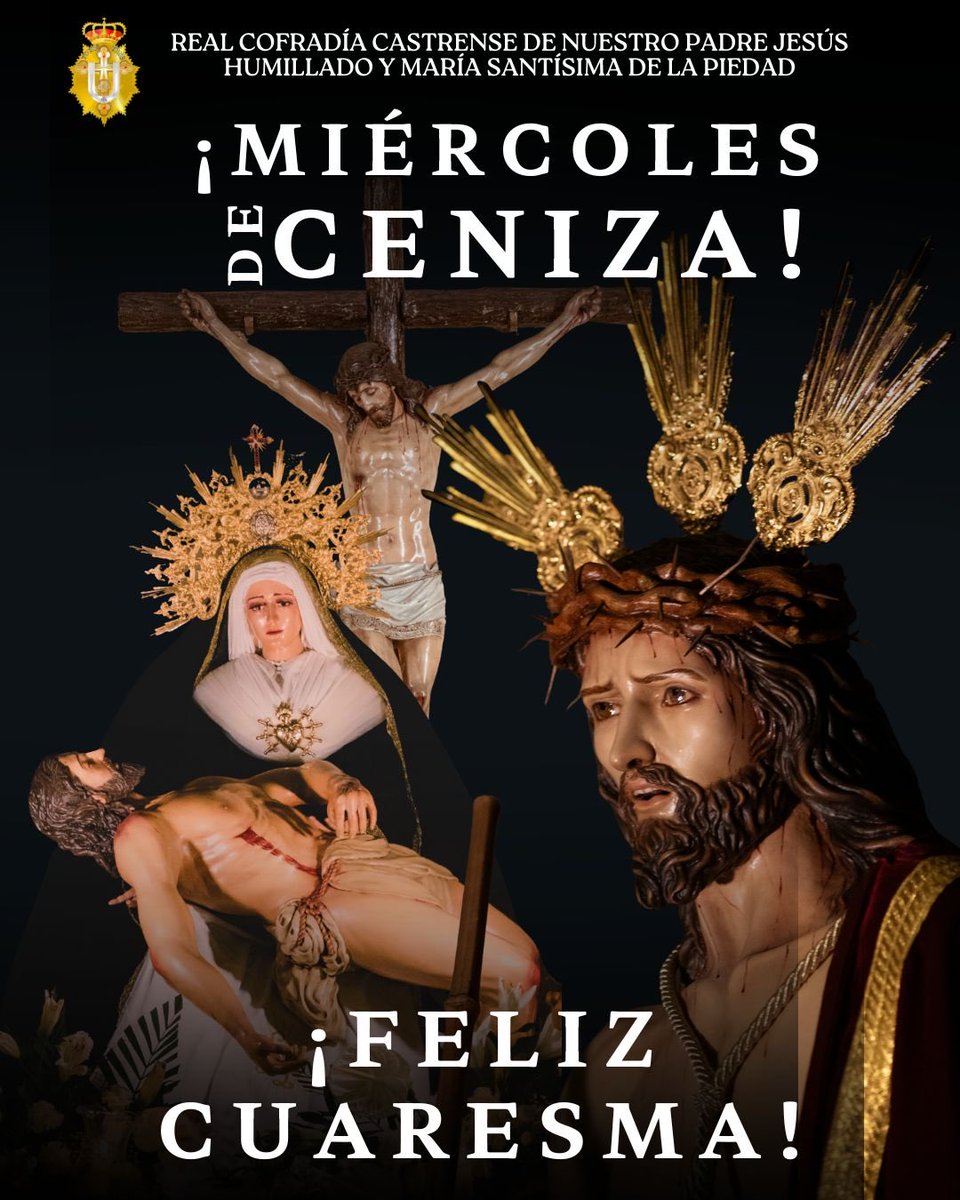 𝐂𝐔𝐀𝐑𝐄𝐒𝐌𝐀
La Real Cofradía Castrense inicia hoy en la Parroquia de la Inmaculada Concepción el camino cuaresmal: tiempo de conversión, oración y preparación hacia la Semana Santa.
“Conviértete y cree en el Evangelio”.

#Cuaresma #RealCofradíaCastrense #TiempoDeConversión