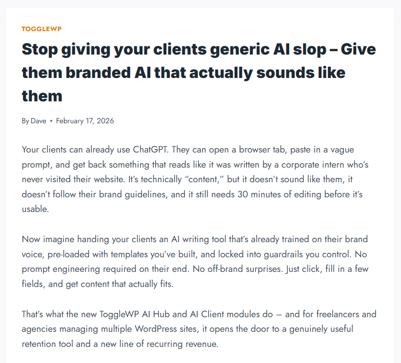Toggle WP - One Plugin. Modular Power. tweet media