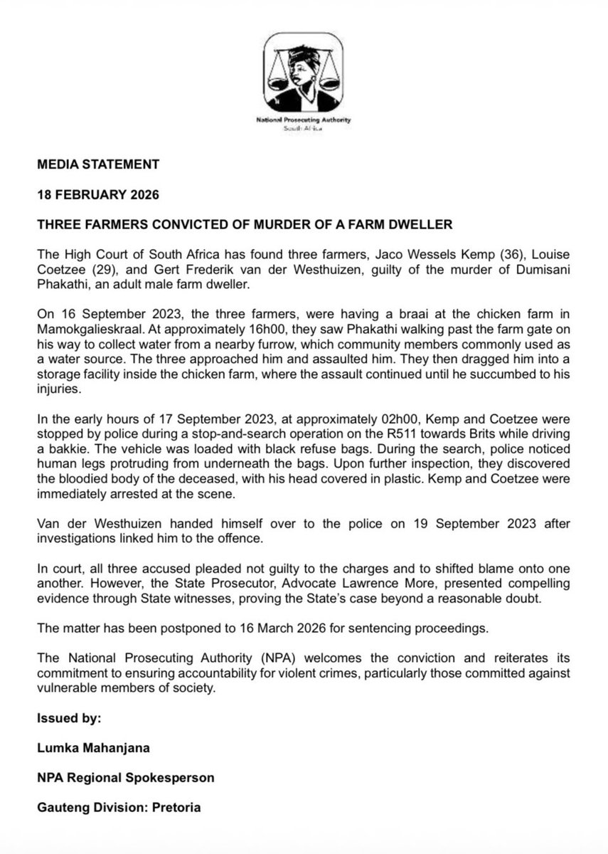 Three farmers convicted of murder of a farm dweller