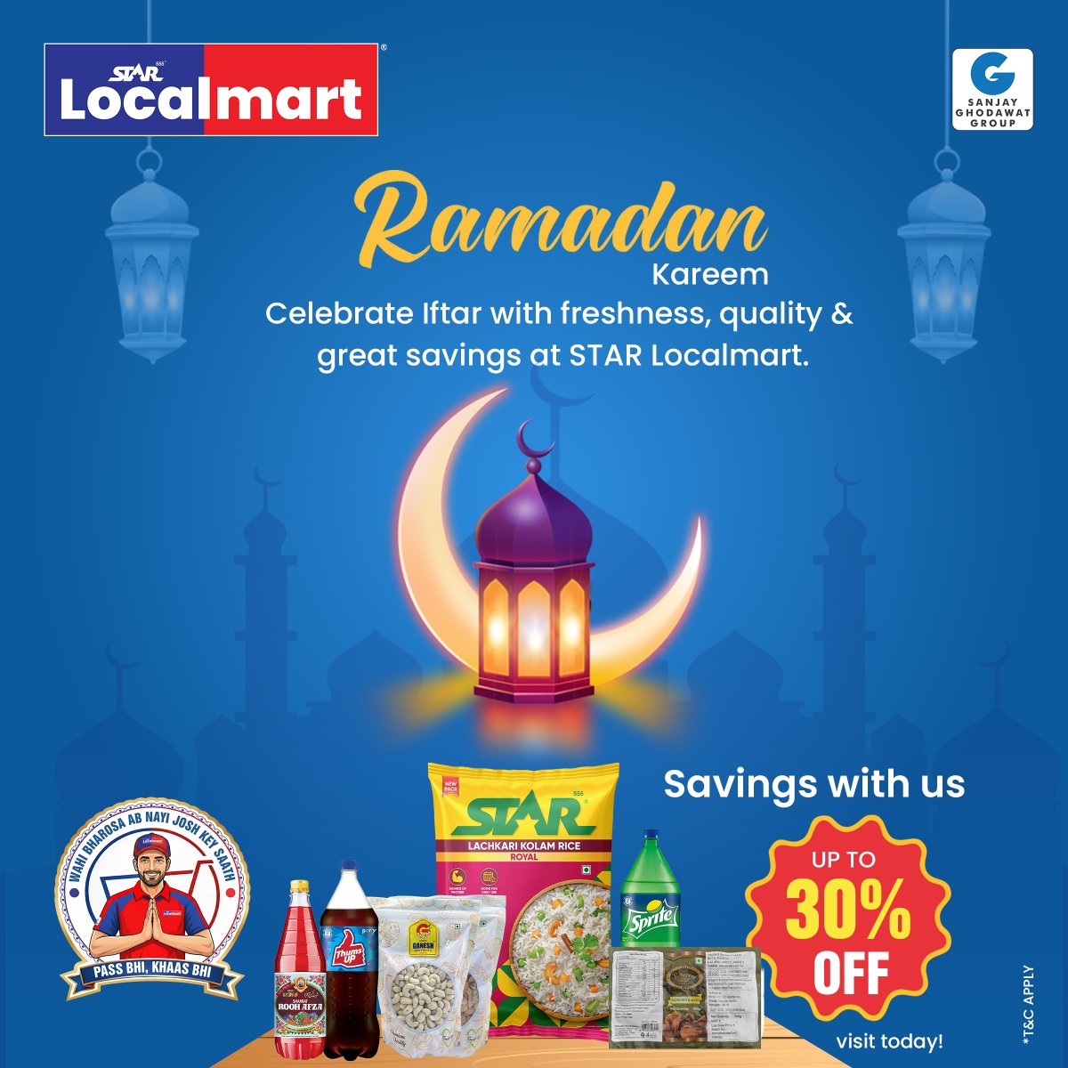 StarLocalmart's tweet photo. 🌙 Ramadan Kareem 🌙This holy month, share the blessings and enjoy FLAT 30% OFF on selected products at STAR Localmart! ✨
Celebrate faith, family &amp; festive savings — all under one https://t.co/3JjcRjwqhl more. Save more. Celebrate more. 🛒💫#RamadanKareem #RamadanOffers https://t.co/YsGu6ztuFN