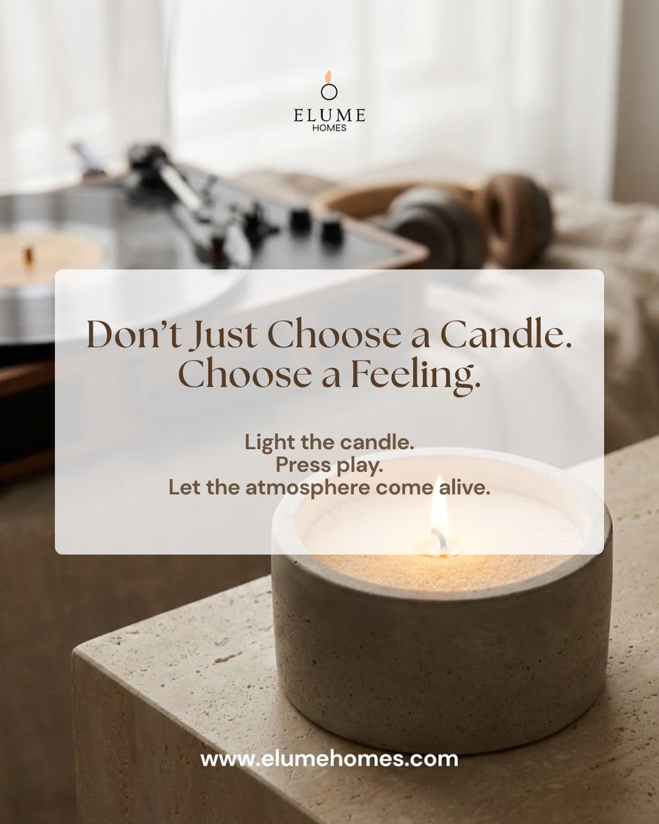 ElumeHomes's tweet photo. The ritual begins before the match is even struck. 🕯️✨

Introducing Glow Narratives—where our signature pearl wax meets curated soundscapes. Every candle now comes with an exclusive playlist designed to match its mood.

Already part of our family? https://t.co/wrSPBXvW6Q
