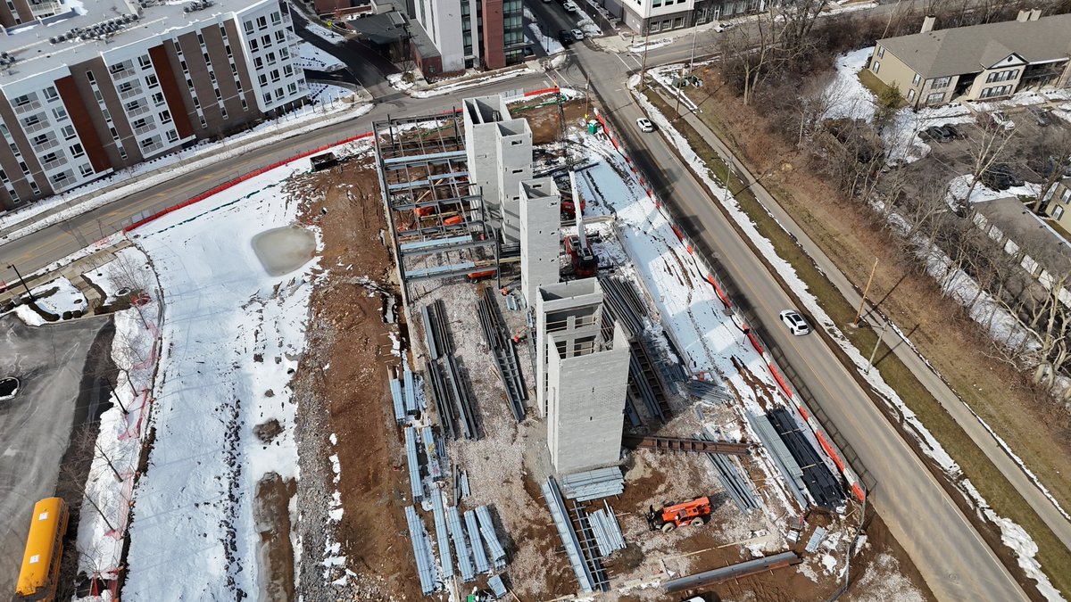 Progress on the 4-story, 100k SF office building, that will be anchored by <a href="/cenovus/">Cenovus Energy</a> upon completion, at <a href="/BridgeParkOhio/">Bridge Park</a> in <a href="/DublinOhio/">Dublin Ohio</a> -That office building will also feature 7k SF of ground floor retail space for a future tenant.
