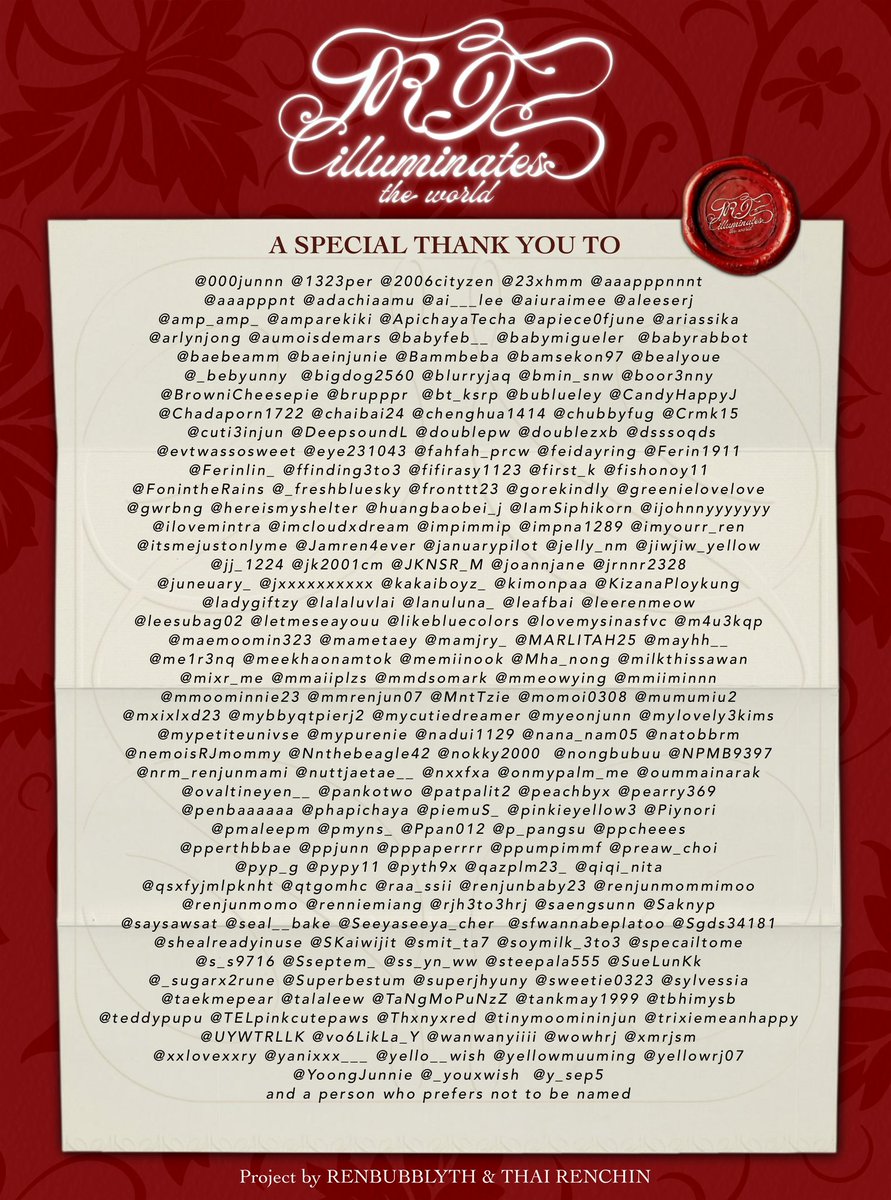 ✨𝙍𝙀𝙉𝙅𝙐𝙉 𝙞𝙡𝙡𝙪𝙢𝙞𝙣𝙖𝙩𝙚𝙨 𝙩𝙝𝙚 𝙬𝙤𝙧𝙡𝙙✨
— #RENJUN26th_IlluminatesTheWorld

Special Thanks  ♡