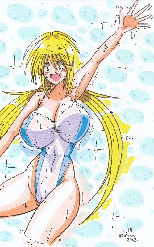 久し振りの海水浴でテンション爆アゲなさっちんを描きました。 