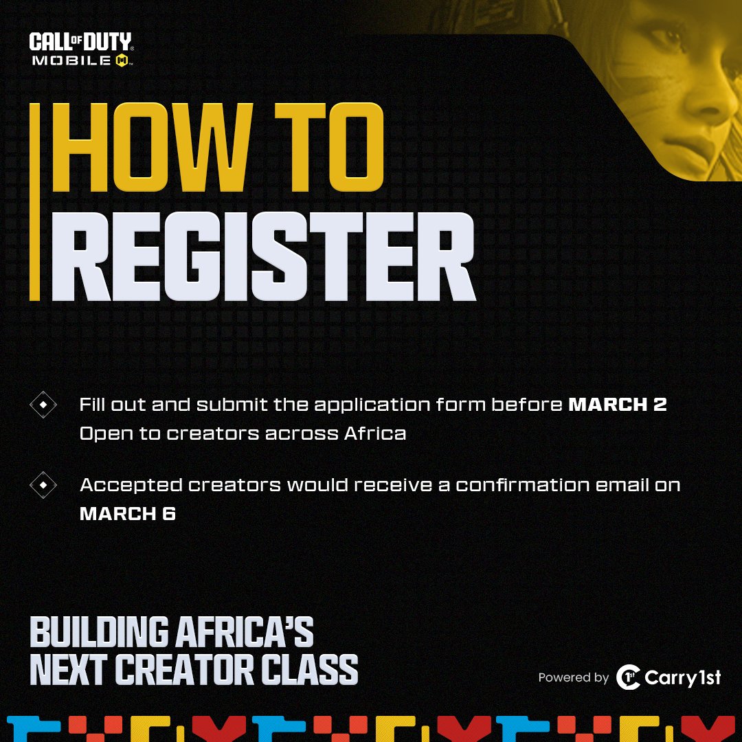 Africa’s creators are going back to school🎓🔥

Introducing Creator College — an in-person experience where Africa's creators link up with world-class talent, build real connections, and level up their content.

Link in bio to apply✍️ Closes 2 March!!!

#codm #CreatorCollege