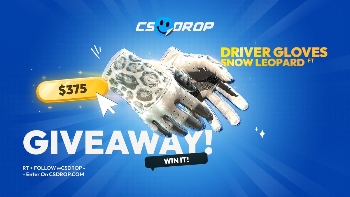 💸 $375 GLOVE GIVEAWAY 💸

Win a pair of Driver Gloves | Snow Leopard (FT) worth $375! 🎁❄️

HOW TO ENTER?
✅ Follow <a href="/csdropcom/">CSDROP</a>
✅ Like &amp; RT
✅ Tag 2 friends

⏰ Ends in 7 days