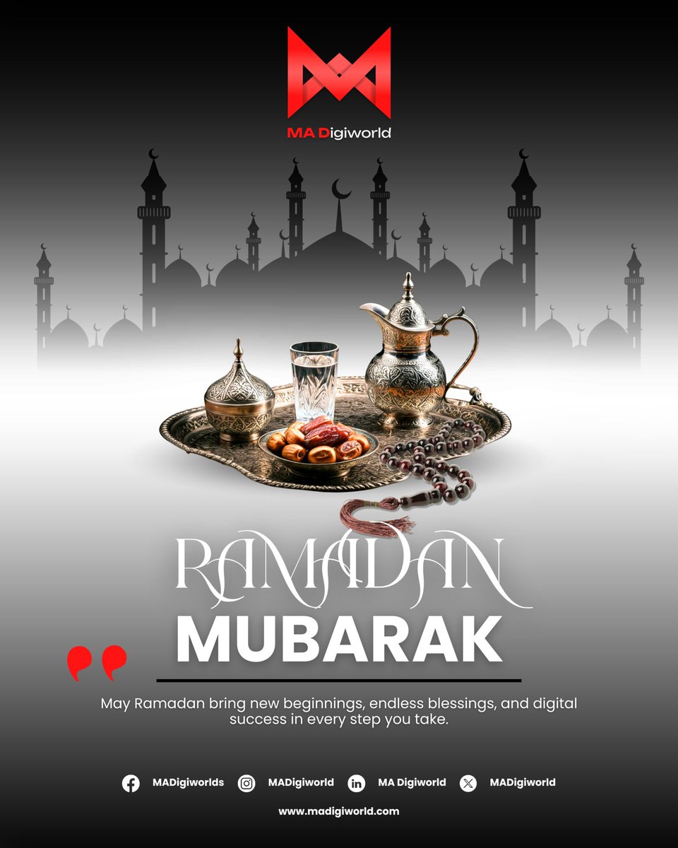 MADigiworld's tweet photo. Ramadan is a time of reflection, patience, and renewal.
May this sacred month bring harmony, success, and positivity into your life.
Ramadan Mubarak from MA Digiworld

#RamadanMubarak #Ramadan2026 #DigitalMarketing #websitedevelopment https://t.co/9W7C8ingp3
