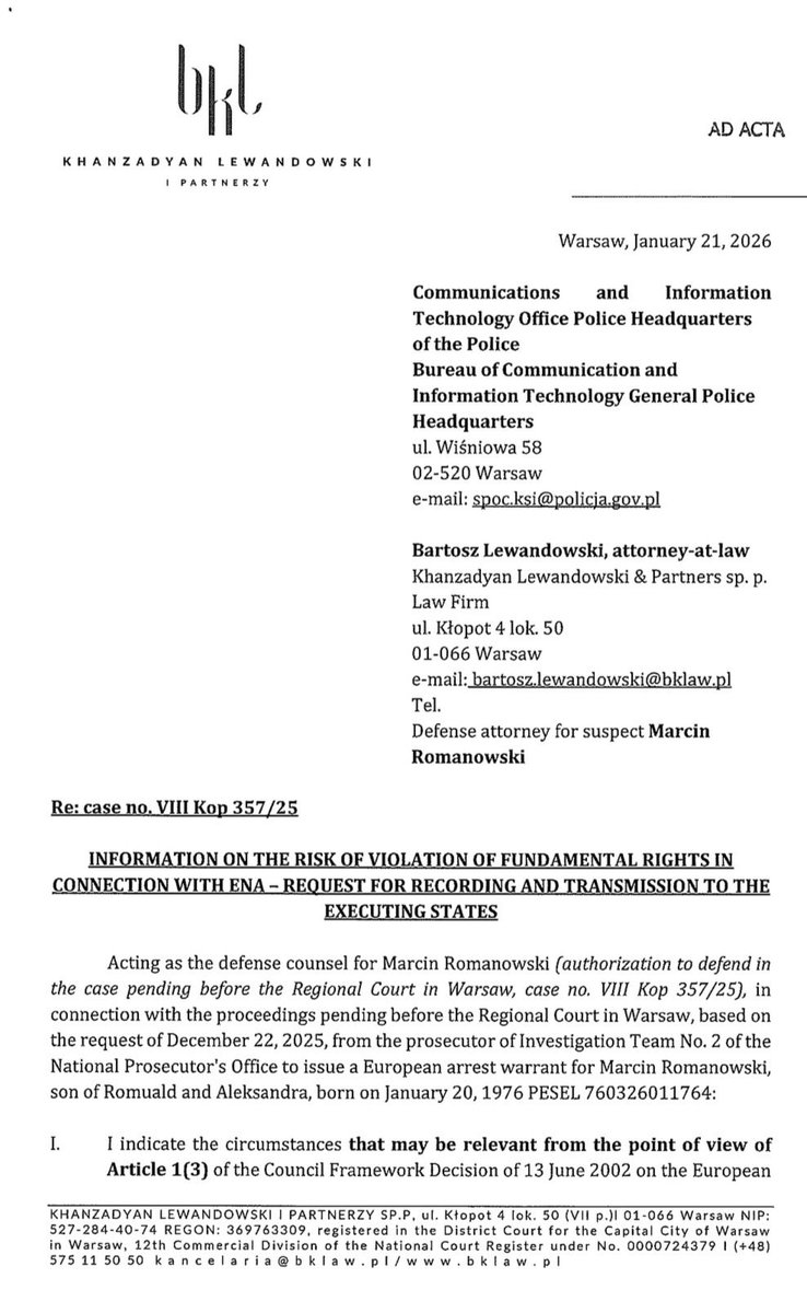 ❗️ENA za <a href="/RomanowskiPL/">Marcin Romanowski</a> został wydany pomimo tego, że wcześniej sprawa została już prawomocnie zakończona uchyleniem ENA i żadne nowe okoliczności i dokumenty w sprawie się nie pojawiły. 

To rażące naruszenie przepisów procedury karnej oraz Konstytucji 🇵🇱

Postanowienie zapadło