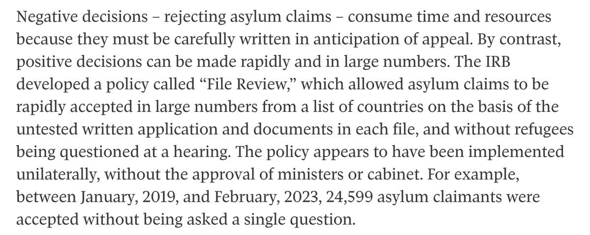 howardanglin's tweet image. This report into the breakdown of the Canadian refugee system by the former director of policy at IRCC and a former member of the Immigration and Refugee Board of Canada should be a major scandal. In a sane country, heads would roll, starting with the ministers who oversaw this