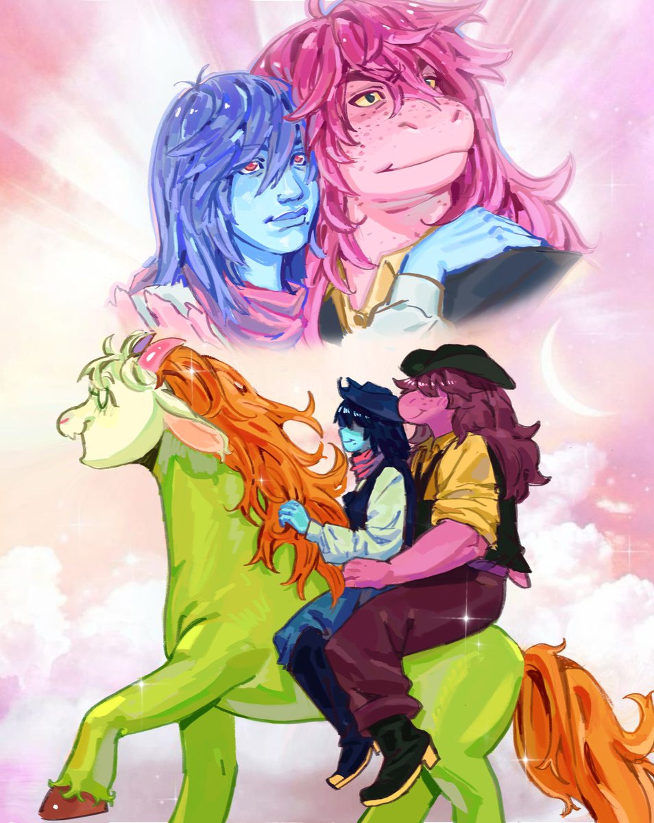 “Bro what are we” “we are cowboys” “incredible” then they ride ralsei horse into the sunset