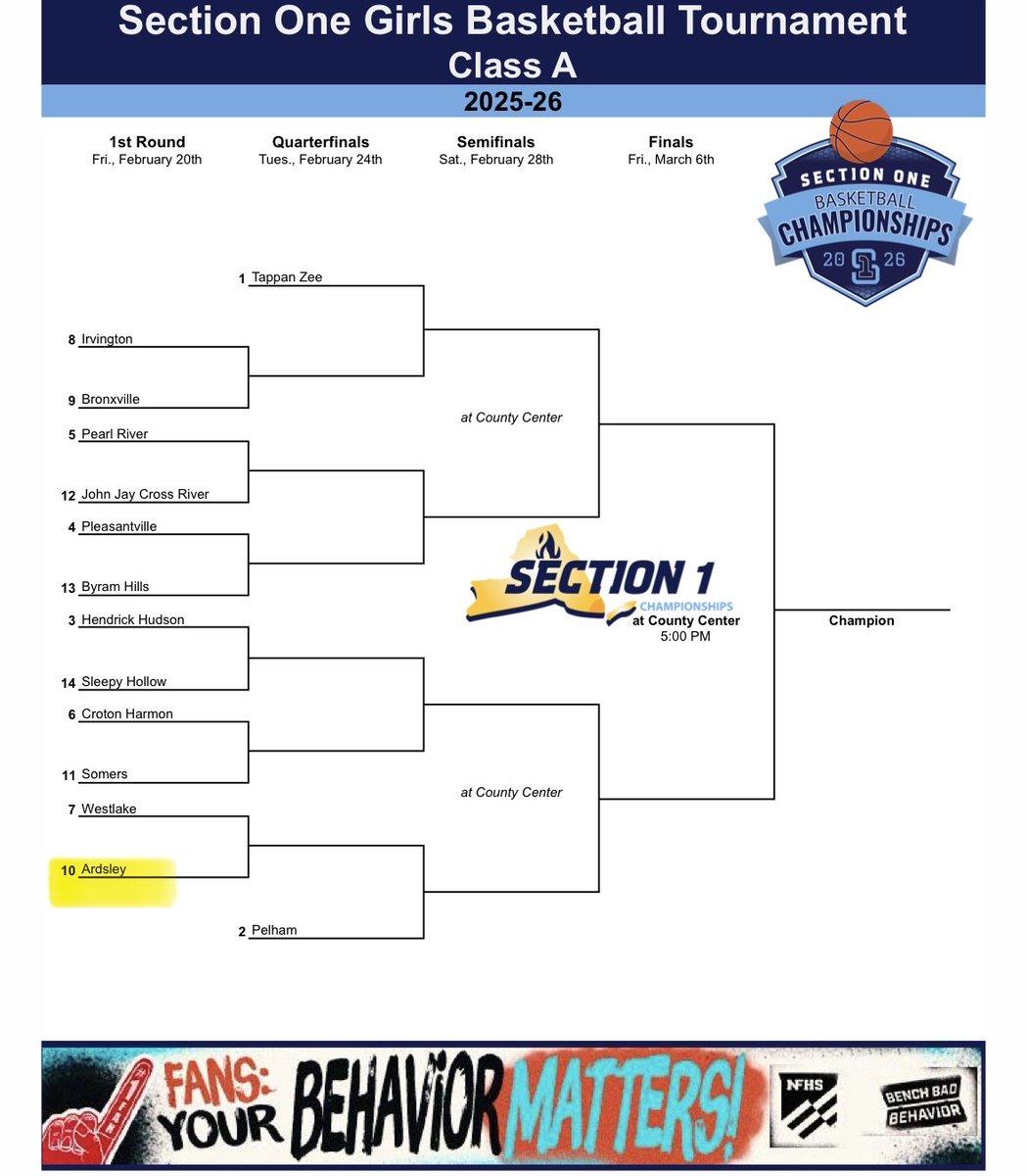 ArdsleySports's tweet photo. The stage is set! It's tournament time! Both Girls and Boys Varsity Basketball will play their 1st Round Games on the road Friday. The Girls will take on Westlake at 5pm while the Boys will matchup against Pearl River at 5:30. #GoArdsleyPanthers https://t.co/pjBcvr4umi
