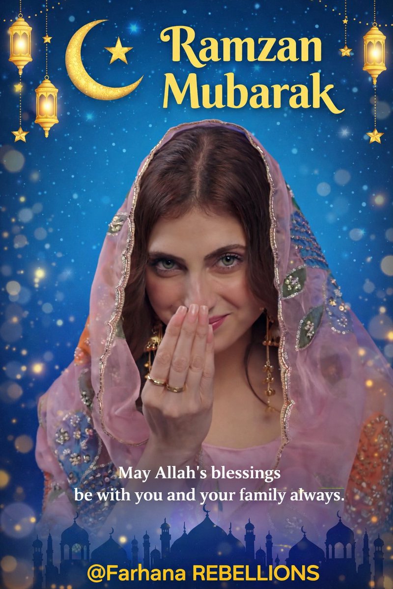 Ramzan Mubarak 🌙

May this blessed month bring peace to your heart, light to your home, and countless blessings in your life.

May your prayers be accepted and your days be filled with positivity and faith.

#FarrhanaBhatt𓃵 #FarrhanaBhatt
#FarrhanaRebellions