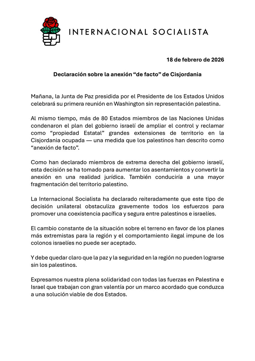 Socialist International tweet media