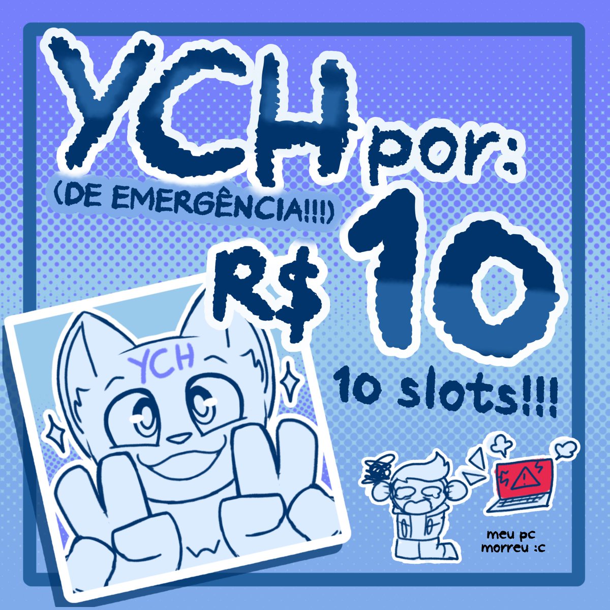 JackDMack07's tweet photo. YCH de emergência!!! Praticamente o HD do Notebook que eu usava pra trabalhar pifou!! Agr eu preciso arrecadar dinheiro pra comprar uma peça nova 

Quem puder ajudar, tanto com compra quanto por divulgação, eu ficaria mt grato <3

#DigitalArtist #YCH #Commission https://t.co/KKxYm8h5Kg