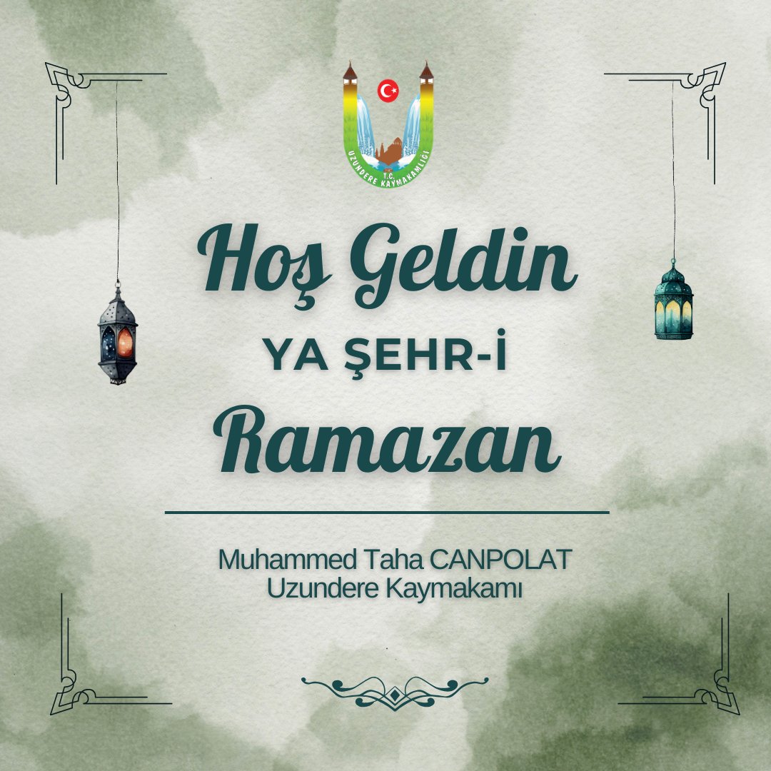 Kaymakamımız Sn. Muhammed Taha CANPOLAT'ın Ramazan-ı Şerif Mesajı

<a href="/mtcanpolat23/">Muhammed Taha Canpolat</a> 
<a href="/ErzurumValiligi/">T.C.Erzurum Valiliği</a> 
<a href="/TC_icisleri/">T.C. İçişleri Bakanlığı</a> 

👉🏻 🔗 uzundere.gov.tr/kaymakamimiz-s…
