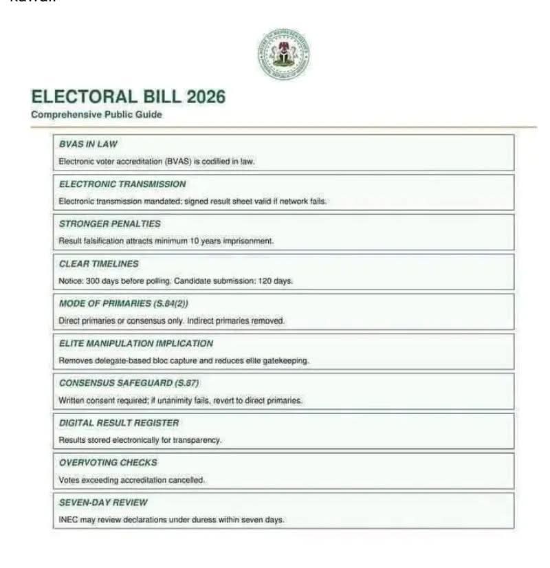 Onway20's tweet photo. The system of indirect primaries has been completely removed from the Electoral Act (that is, there will no longer be candidate selection through delegates). Now, only consensus or direct primaries are allowed.
From now on, all registered party members are delegates. https://t.co/BX4ratNIGy