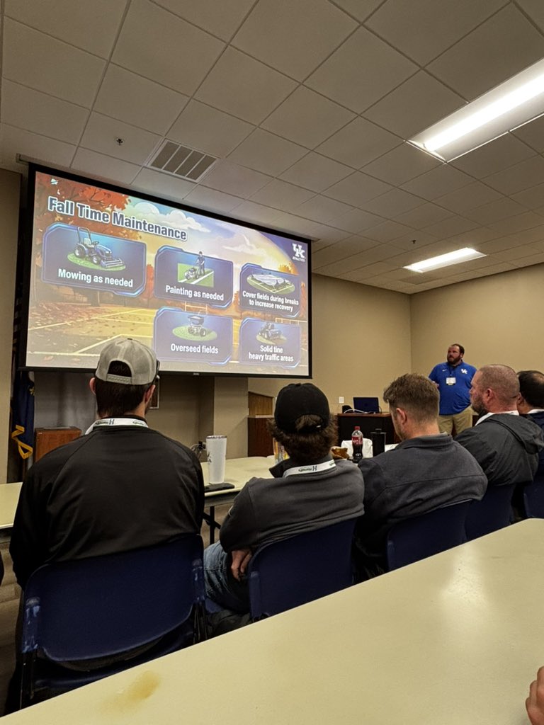 bigcuzelswick's tweet photo. Thanks to @kennethdclayton &amp; @KYHorticulture for allowing me to come speak this morning about UK athletics: Renovations, Maintenance, &amp; Culture! 

Also, got to talk about all the exciting things going on with @kysfma! https://t.co/Khj3tzdUZ1