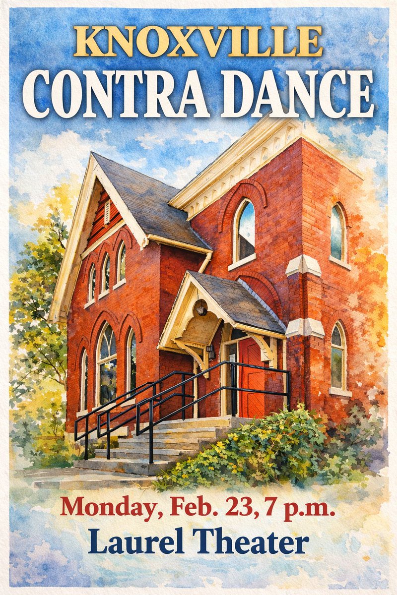 harrisonkeely's tweet photo. Hi, friends! I’m so excited to be calling in Knoxville for the first time next week! Come join us at 7pm, Feb. 23, at the Laurel Theater for a contra dance! Live music by the Spring Lizards! https://t.co/d7hCGAAiE6