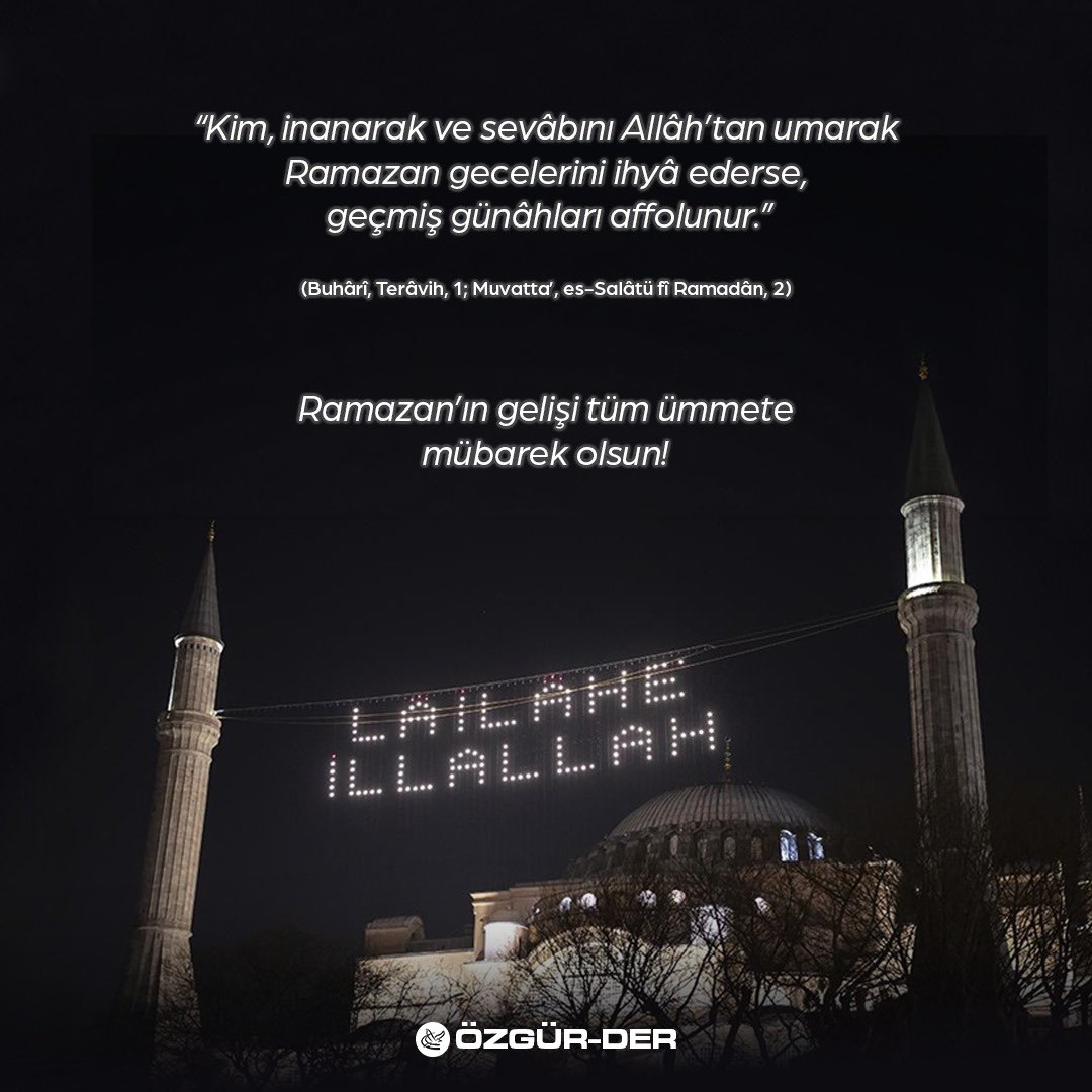🌙 Ramazan'ın gelişi tüm ümmete mübarek olsun!

"Kim, inanarak ve sevabını Allah'tan umarak Ramazan gecelerini ihyâ ederse, geçmiş günahları affolunur."  

(Buhârî, Terâvih, 1)