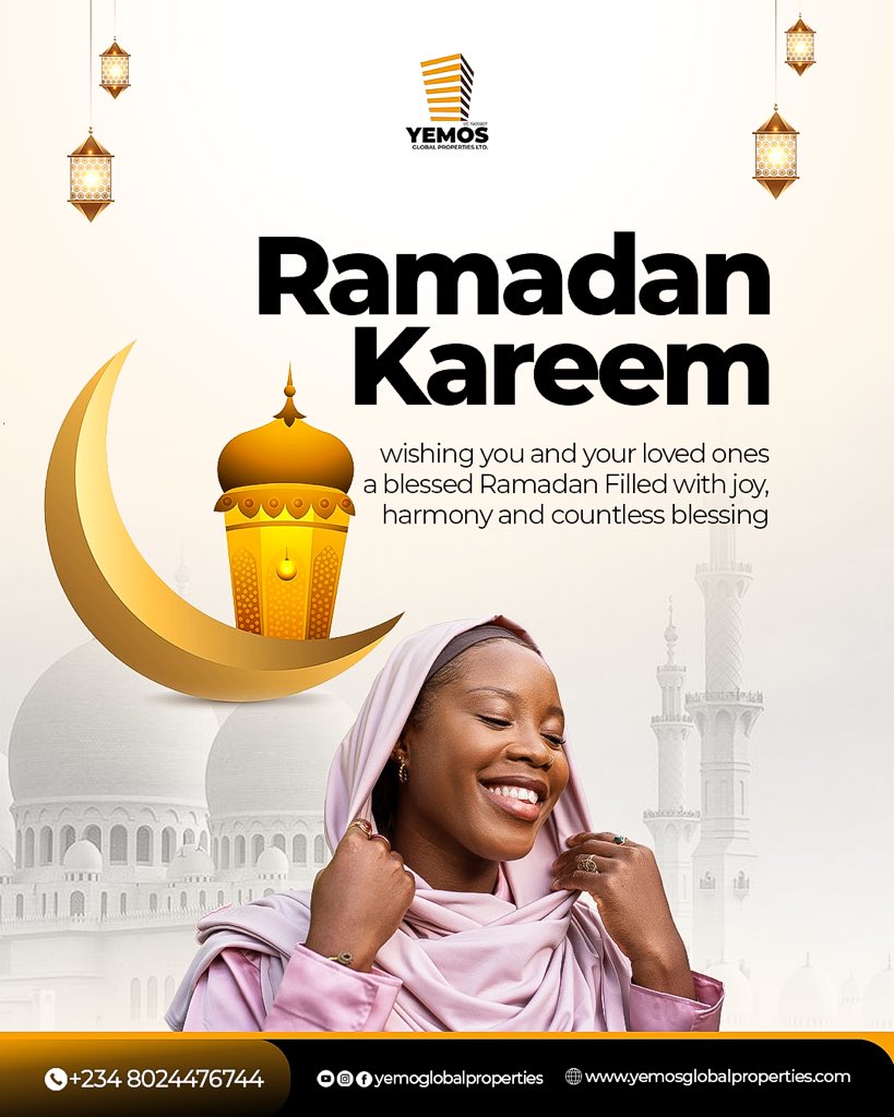 yemosproperties's tweet photo. Wishing you and your loved ones a blessed Ramadan filled with joy, harmony, and countless blessings. 

May this sacred month bring peace to your heart and soul. 🌙✨

#ramadankareem
#RamadanBlessings
#yemosglobalproperties
#ramadan2026
#PeaceAndHarmony
#Blessedmonth https://t.co/ExX6xxF7SB