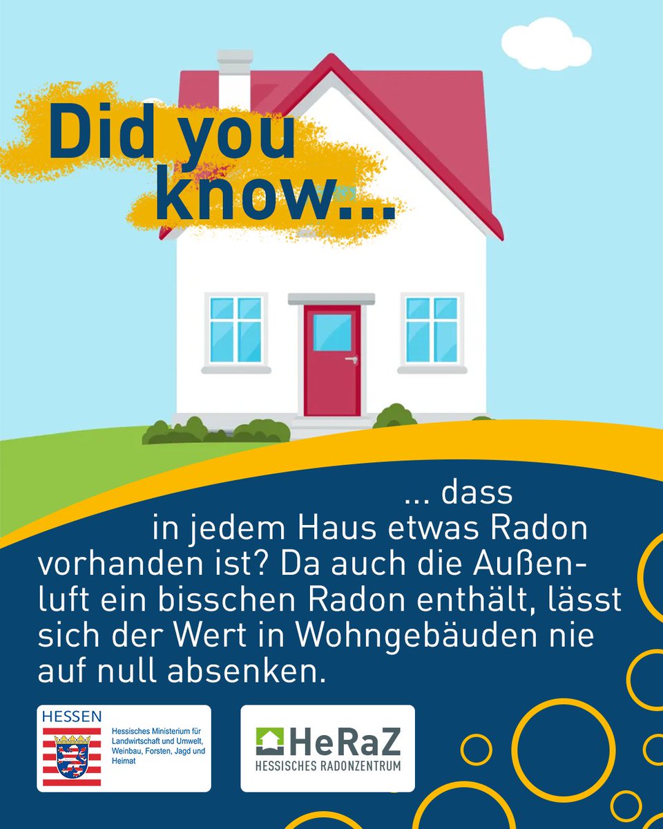 radonzentrum's tweet photo. Die Radonkonzentration in der freien Luft liegt zwar meist nur bei wenigen Becquerel pro Kubikmeter, aber sie ist nie völlig null, weil das radioaktive Gas #Radon kontinuierlich im Boden entsteht und sich selbst in der Außenluft verteilt. https://t.co/JaYk35rdpi