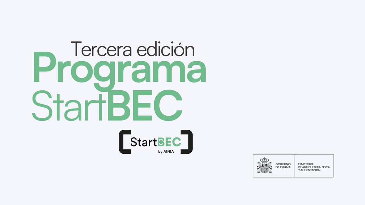 gobmapa's tweet photo. 📢Hoy hemos presentado la tercera edición del programa tecnológico #StartBEC
✅Siete empresas innovadoras en el ámbito agroalimentario participan en este programa de mentorización.
🤝En colaboración con @ainiatecnologia
Toda la información. 📲https://t.co/kiQ27tuZmz https://t.co/y6awX1eqgO