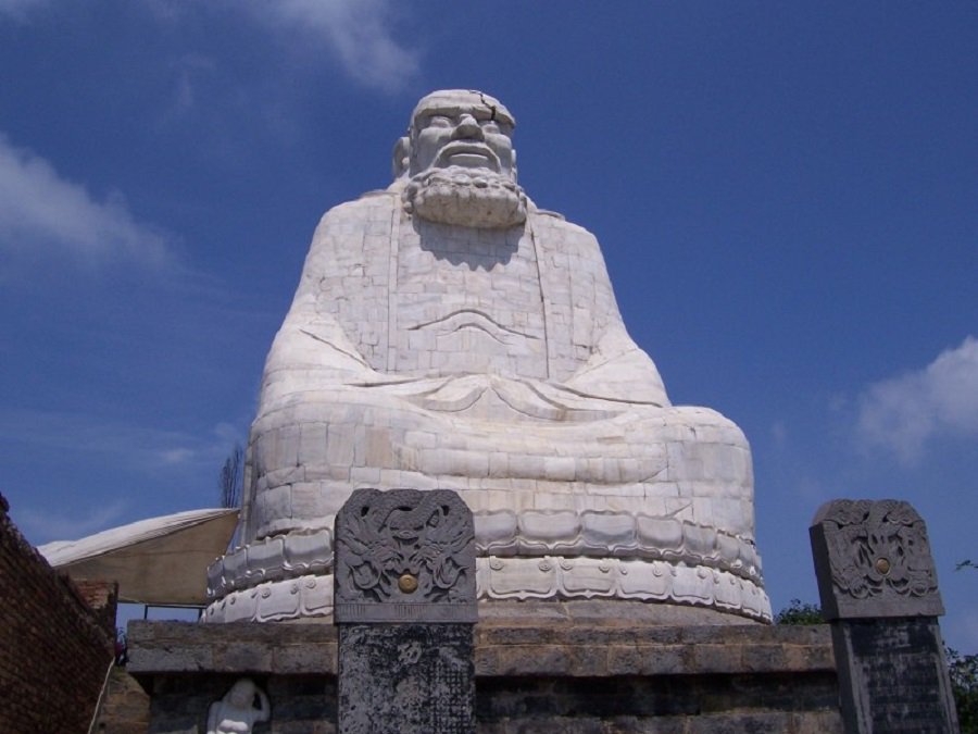 Colossal Statue of Indian Monk Bodhidharma (  Da Mo In Chinese ) at Wuru Peak In Henan China . 

In 527 A.D (1500 Years Ago)  Bodhidharma Visited China and Founded Shaolin Kung Fu In Henan Province of China