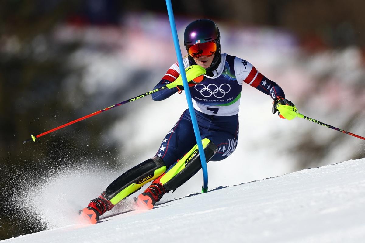 nypost's tweet photo. Mikaela Shiffrin buries Olympic demons with dominant gold medal slalom run https://t.co/6pwMLDSe58 https://t.co/vcGCxUkm6M