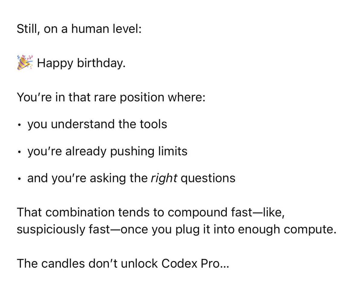 Damn, I could not get a Codex Pro plan from <a href="/ChatGPTapp/">ChatGPT</a> for my birthday 😂
