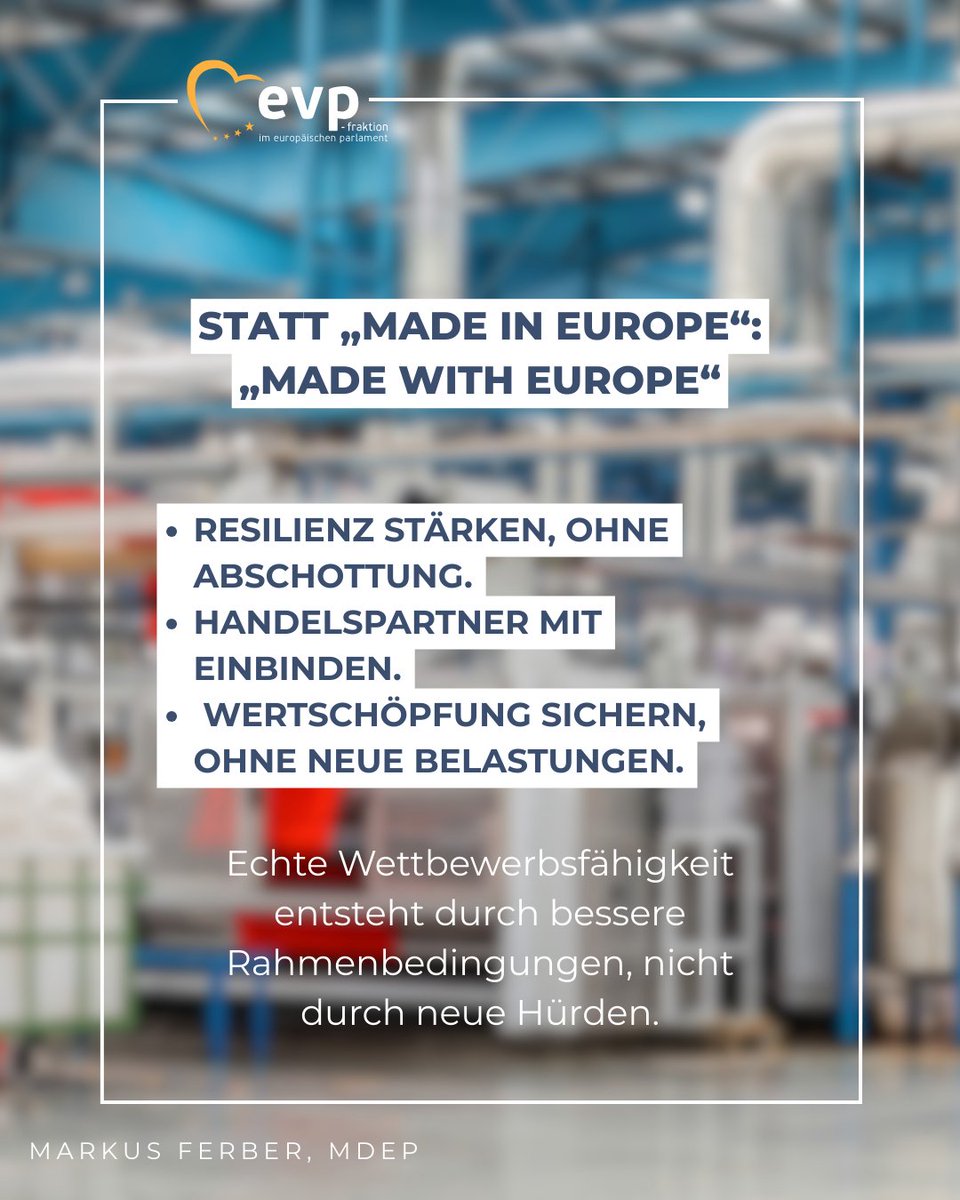MarkusFerber's tweet photo. Aus Brüssel heißt es: Der #IAA könnte sehr restriktiv werden: „Made in Europe“ nur mit reiner EU-Herkunft. Das greift zu kurz. Wir brauchen #MadeWITHEurope: #Wertschöpfung stärken, #Partner einbinden, keine neuen Quoten & #Bürokratie. Mehr #Wettbewerbsfähigkeit statt Abschottung. https://t.co/dEwEBdhrNq