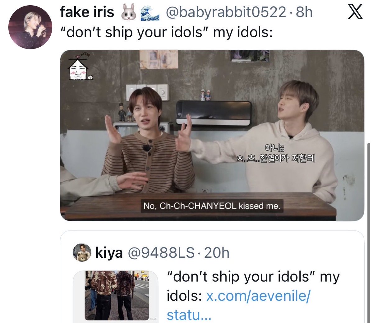 smileslikeidiot's tweet photo. 3 ship gw nih. 
Mana semua dipelopori oleh cy lagikan.

#chankai - cy bikin story IG bilangnya date with kai sampe 3 part
#chanho - cy kiss suho
#chansoo - cy minta difotoin kaya couple brg ksoo

#chanhun gw mana nih momennya. 😭semoga nanti bisa segera album&amp;tur exo-sc ya. https://t.co/0F4xTDZbx6