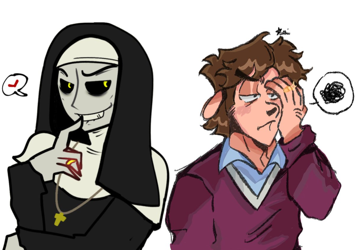 iratoyas's tweet photo. collab w/@Bagofsunflowers where we don't know what the other person draws😍 
#valak x #bradleyuppercrust https://t.co/ezWkcmW0Ao