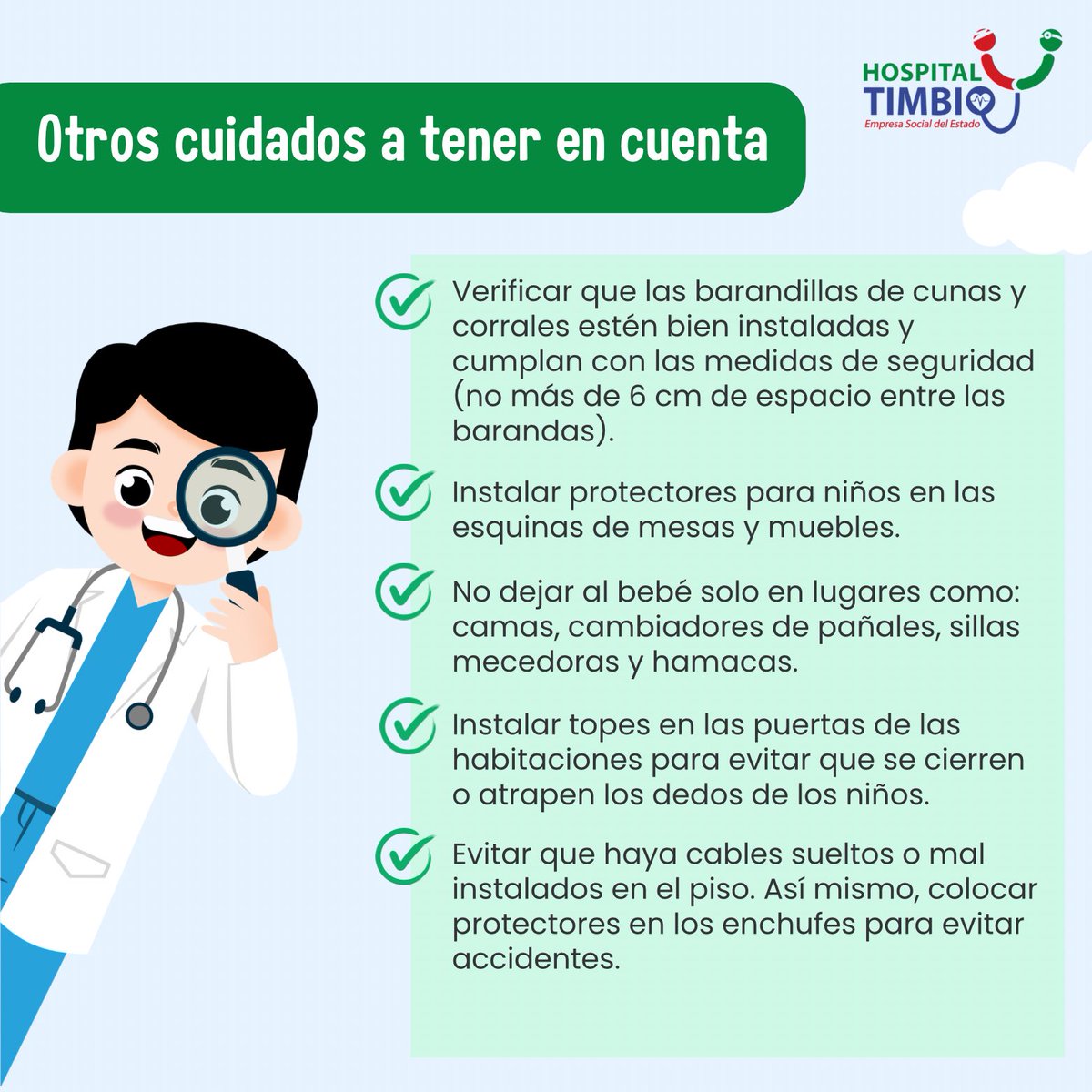 HospitalTimbio's tweet photo. En el Hospital Timbío ESE trabajamos por la prevención, porque muchos accidentes en la primera infancia pueden evitarse con pequeñas acciones diarias.

Si tienes un bebé entre los 13 y 24 meses, esta información es para ti 🩵 https://t.co/uXMt3lEY1O