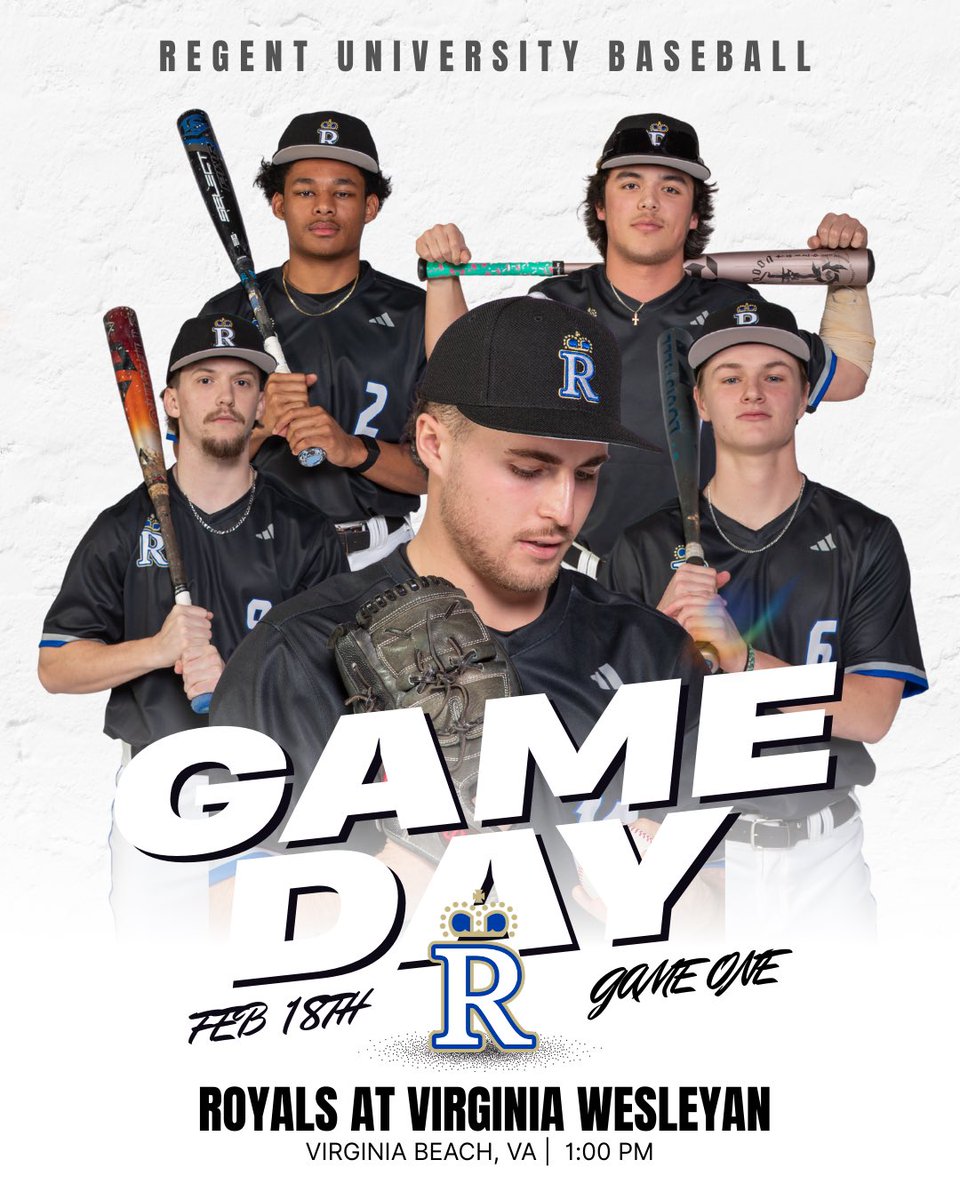 FOR THE FIRST TIME EVER ITS GAMEDAY.  Baseball opens its inaugural season today at Virginia Wesleyan University.  First pitch is set for 1:00pm <a href="/C2CAthConf/">Coast-To-Coast Athletic Conference</a> <a href="/BrettALindsay/">Brett Lindsay</a> <a href="/RegentU/">Regent University</a> <a href="/sdearth/">Sonny Dearth GR</a> <a href="/LHRubama/">Larry Rubama</a> #RoyalsRise #virginiabeach