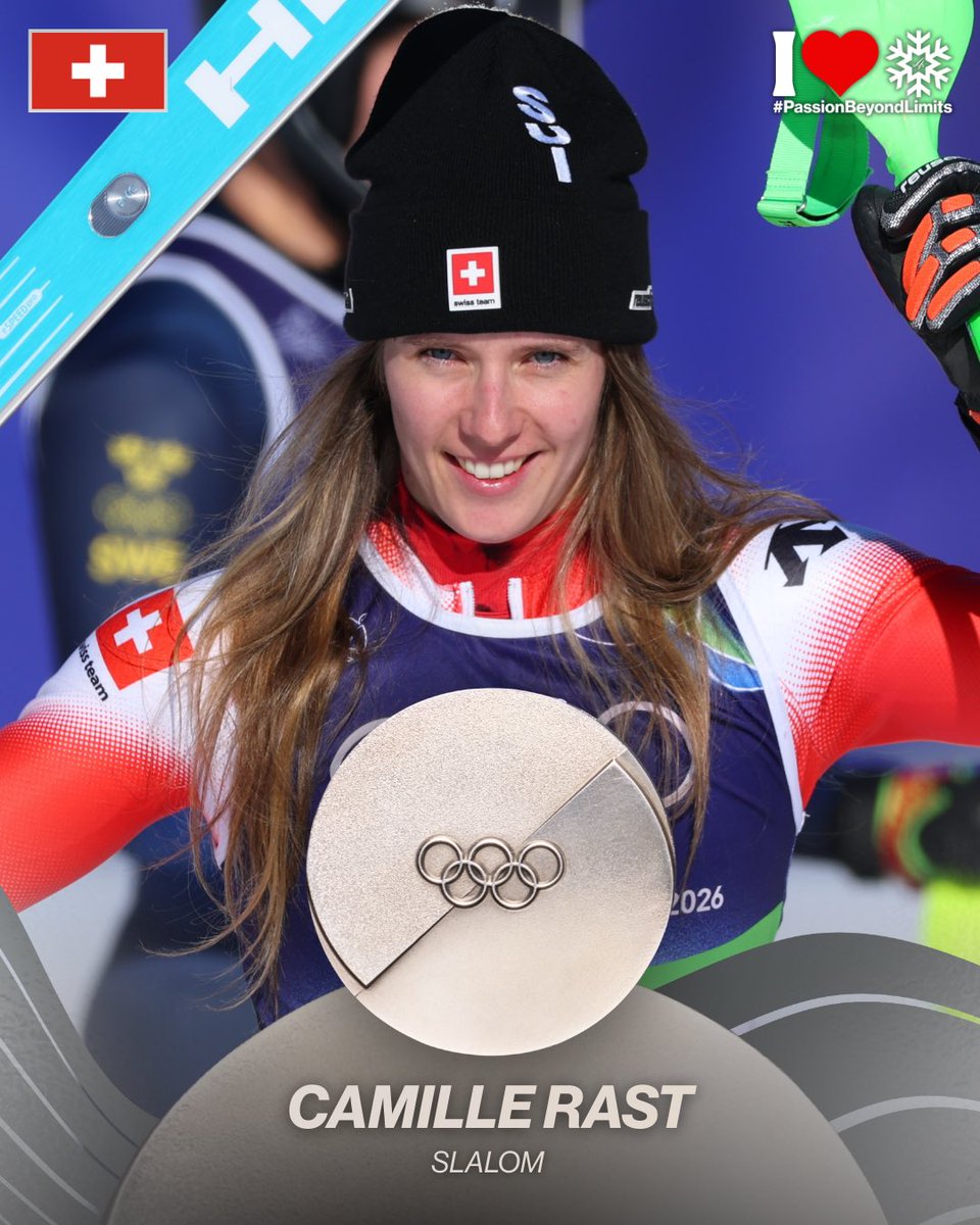 fisalpine's tweet photo. Women’s Slalom Olympic Podium!

🥇 Mikaela Shiffrin 🇺🇸
🥈 Camille Rast 🇨🇭
🥉 Anna Swenn Larsson 🇸🇪

A spectacular finale to the Alpine Olympic program, pure slalom masterclass on the biggest stage

📸 FIS / Action Press / Zsombor Czoma

#fisalpine #ilovesnow #passionbeyondlimits #milanocortina2026