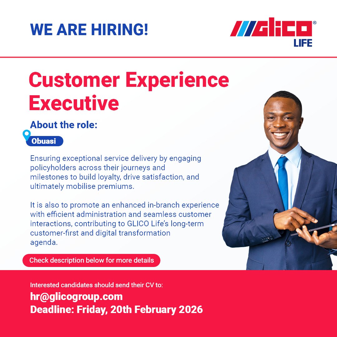 glicogroup's tweet image. Interested candidates should send their CV to:
hr@glicogroup.com

Deadline: Friday, 20th February 2026

#Recruiting
#GLICOGroup