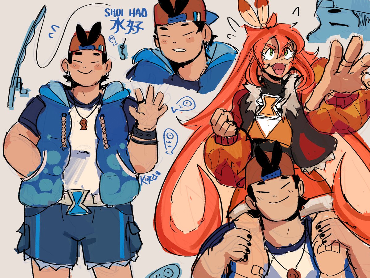say hi to her paleo-ranger friend, Shui Hao (水好) 🎣🩵
#oc #ocart