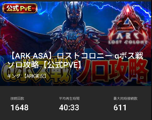 king_1224's tweet photo. ロストコロニーαボス、ソロで一発クリアできたぞおおお！
残り30秒でマジでギリだったし、ギガデスモの時は本気で死ぬかと思ったw
今までのARK史上でも一番の激戦だったかもしれない…
たくさん見に来てくれて、スパチャも本当にありがとうございました！

#ARK #ASA https://t.co/WaSnmvnQhN