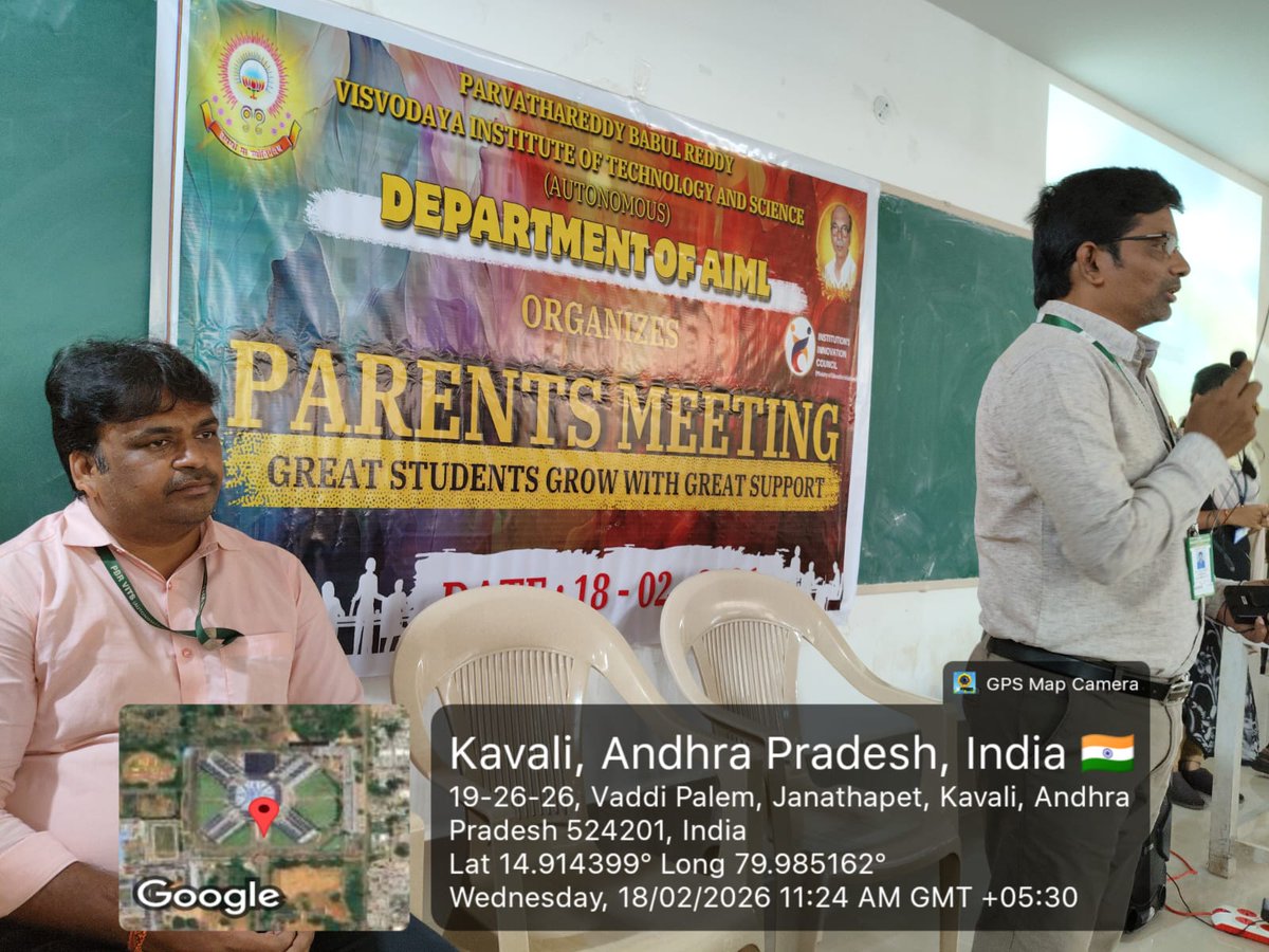 pbrvitsofficial's tweet photo. Parents Meet | 18 Feb 2026 📚
Dept. of #AIML, #PBRVITS hosted a Parents Meet with 56 parents. Principal Dr. V. Anil Kumar addressed the gathering & honored Academic and Attendance Toppers, strengthening parent–faculty interaction.
#ParentsMeet #AcademicExcellence https://t.co/vavMEKOpeN