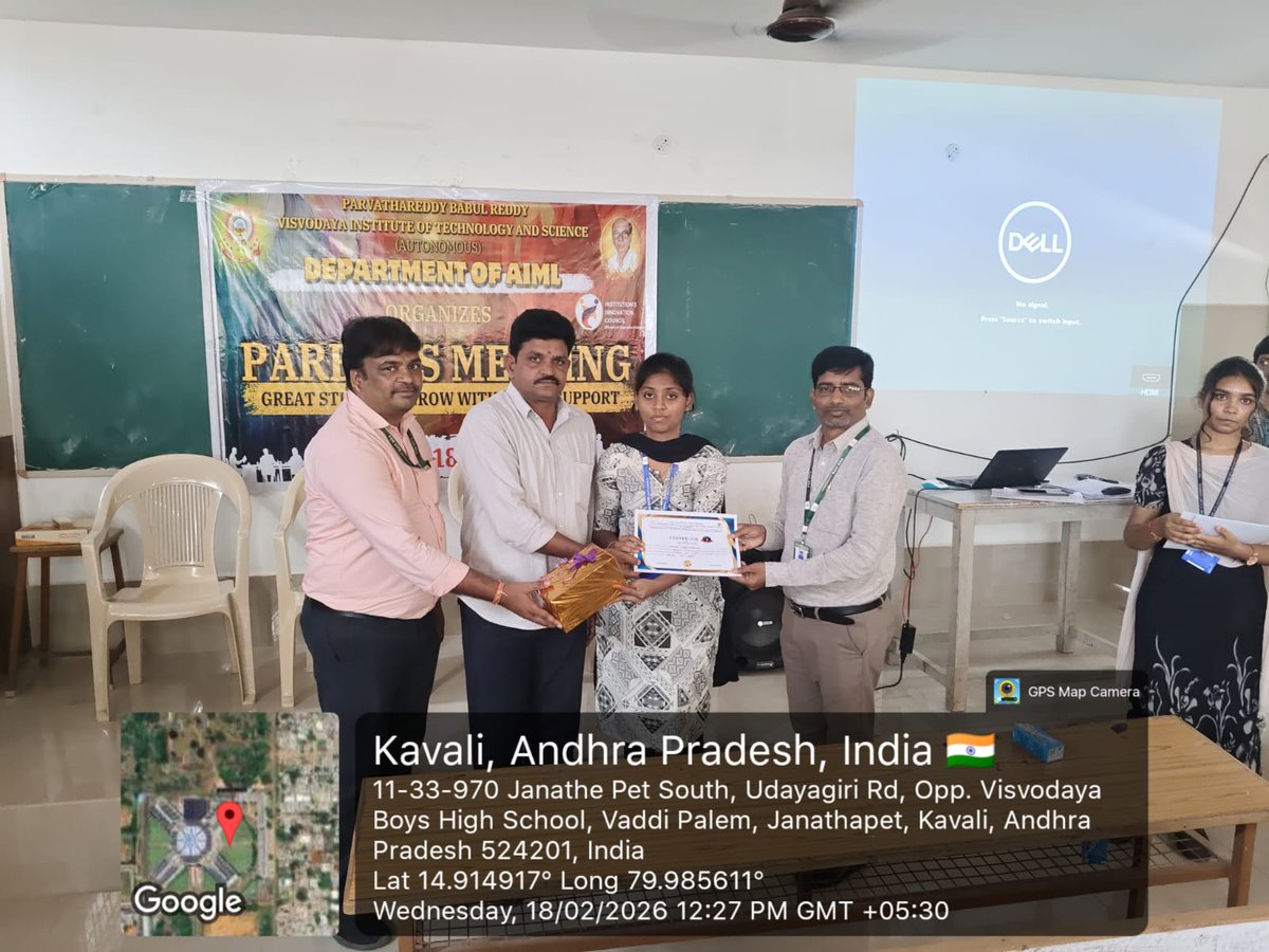 pbrvitsofficial's tweet photo. Parents Meet | 18 Feb 2026 📚
Dept. of #AIML, #PBRVITS hosted a Parents Meet with 56 parents. Principal Dr. V. Anil Kumar addressed the gathering & honored Academic and Attendance Toppers, strengthening parent–faculty interaction.
#ParentsMeet #AcademicExcellence https://t.co/vavMEKOpeN