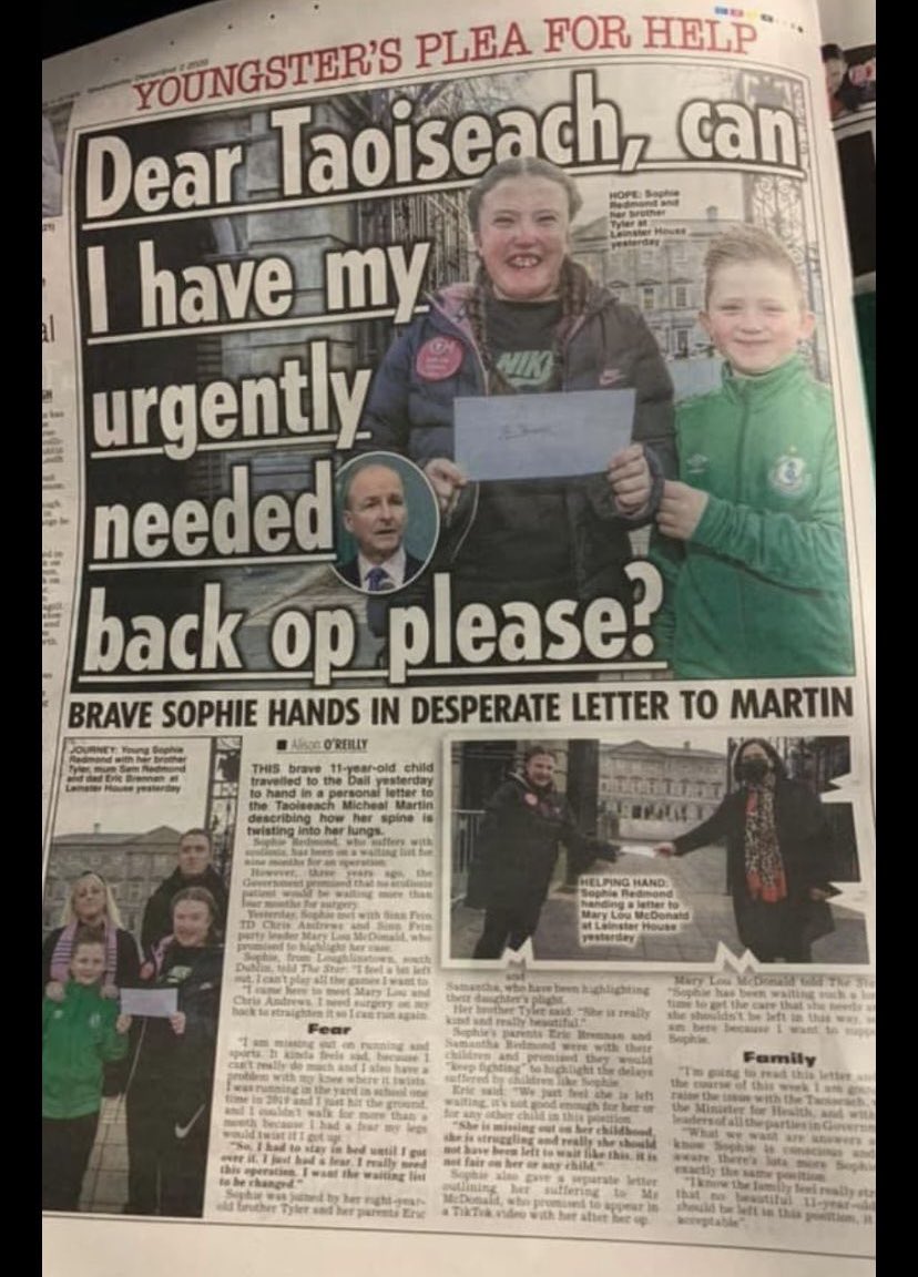 ericbrennan_'s tweet photo. In late 2020 Sophie stood outside the Dail with a letter for @MichealMartinTD now in 2026 she’s pleading for the answers held in #NayagamReport to be released. This report belongs to the children &amp; their families NOT the state @CMHaughey 
@CarrollJennifer #publishthereport https://t.co/ls6a7Y8VjU