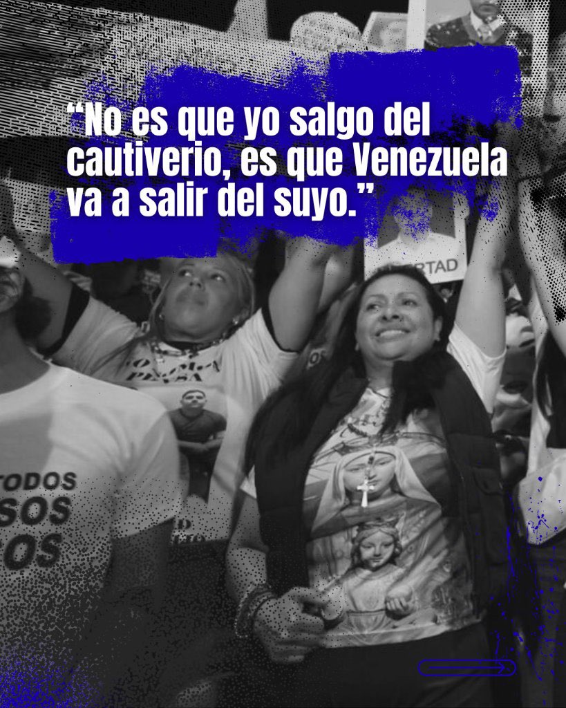 VenteVenezuela's tweet photo. “No es que yo salgo del cautiverio, es que Venezuela va a salir del suyo.”

Tras 23 meses en El Helicoide, Dignora Hernández (@DignoraHernandz) volvió a hablar luego de su excarcelación.

#QueSeanTodos https://t.co/KzMv3Rv2Uc