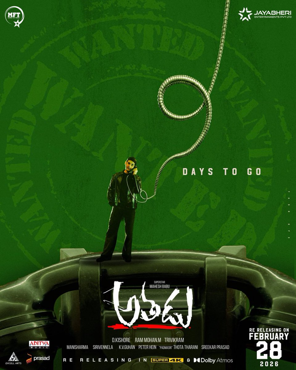 Countdown Begins…

9 Days to go 👀👀

<a href="/urstrulyMahesh/">Mahesh Babu</a> #Athadu4k